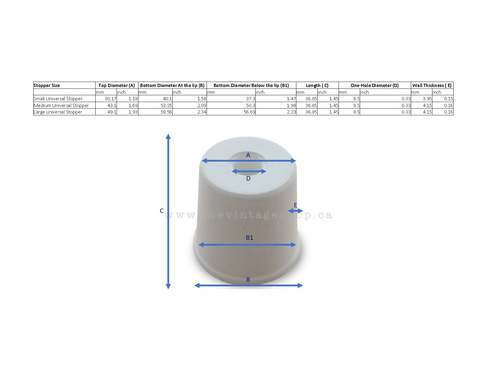 Small Universal Stopper w/ Hole